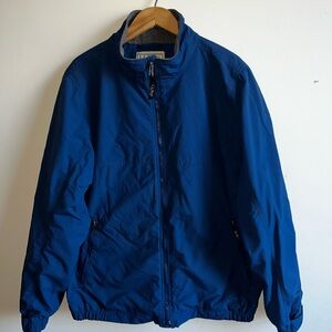 L.L. Bean Men's M Fleece Lined Deep Blue Jacket Zip Front light cuff stains